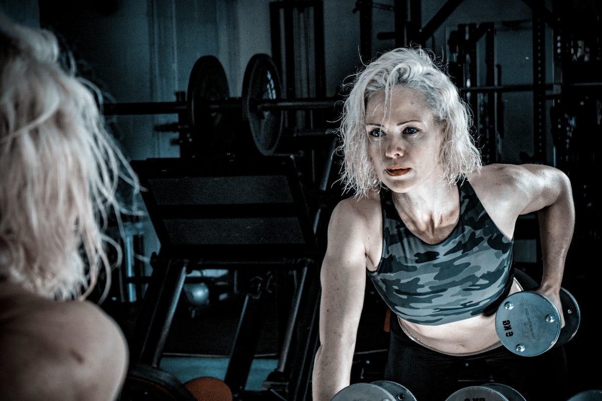 Active adult over 50 performing strength exercise